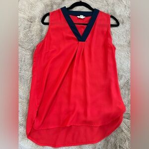 Nautica Red Sleeveless V-Neck Blouse